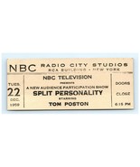 1959 Ticket - NBC Radio City Studios Split Personality Starring Tom Poston - $463.73 MXN