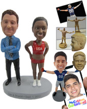 Personalized Bobblehead Trainer And Athlete Couple Posing After The Race - Weddi - £124.69 GBP