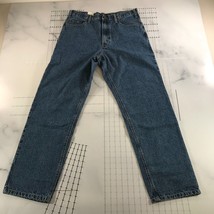 Vintage Full Blue Jeans Mens 34x32 Blue High Rise Relaxed Fit Zip Fly - $27.74