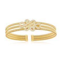 Intertwined Design Triple Wire Bangle, Bonded with 14K Gold Plating - £234.61 GBP