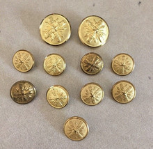 Lot 11 Vintage Military Cannon Star Round Brass Metal Shank Buttons 1.5-... - £31.41 GBP