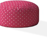 24&quot; Pink Cotton Round Polka Dots Pouf Ottoman - $227.99