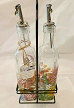 Michel Design Works Summer Days Glass Oil and Vinegar Cruet Set with Metal Caddy - £22.86 GBP