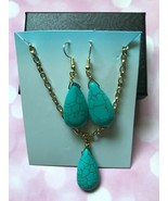 Earring and Pendant set, Turquoise, Fishhook Ear Wires - $374.02 MXN