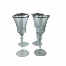 Wedgwood Martha Stewart Trellis Crystal Goblet Set 4 Glasses 9 oz Made Germany - £41.90 GBP