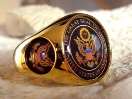 SISIZE 12 USA PRESIDENTIAL SEAL CREST RING GOLD ARMY PIN PATCH BAGUE STE... - $466.00 MXN