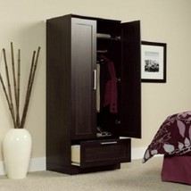 Storage Cabinet Closet Clothe Wardrobe Kitchen Dark Oak Finish Space Saver Wood - £193.29 GBP