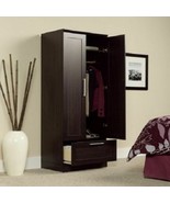 Storage Cabinet Closet Clothe Wardrobe Kitchen Dark Oak Finish Space Sav... - $258.58