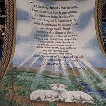 Afghan Throw 23rd Psalm 23 Bible Tapestry Blanket 50&quot; x 60&quot; Unbranded VGC - £19.54 GBP