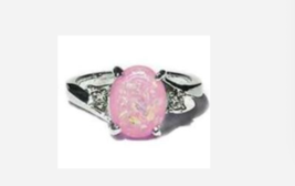 Silver Pale Pink Opal Gemstone Ring Size 4 5 6 7 8 9 - £31.96 GBP