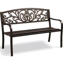 Outdoor Patio Bench Metal Bench Chair Garden Furniture For Park/Yard/Porch/Deck - £140.78 GBP