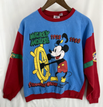 Vintage 80s 1988 Disney Mickey Mouse Steam Boat Willie Crewneck Sweater Size L - $37.99