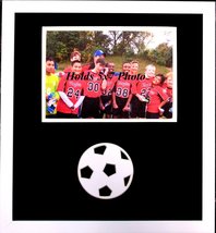 Sport 5x7 Photo Frame Soccer Themed with Carved Soccer Ball on Top mat Horizonta - £23.77 GBP