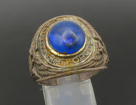 925 Silver - Vintage Antique Blue Stone US Air Force Band Ring Sz 10 - RG22045 - £76.82 GBP