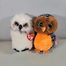 TY Beanie Boos Lot Austin The White Owl and Midnight Owl Plush - $13.98