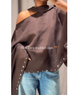 ZARA BNWT 2025. BROWN STUDDED SCARF CAPE TOP JACKET. 3067/719/700 - $94.10