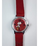 Vintage Snoopy &amp; Woodstock Timex Watch Wind-Up Working Red Dial red band... - $59.39