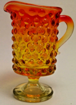 Vintage Amberina Mini Pitcher or Creamer 3.5&quot; Hob Nail Footed Handled  - £13.41 GBP