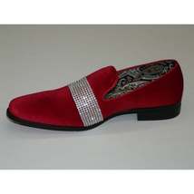 Men Formal shoes After midnight Velvet silver Crystal Slip on 6715 Red/Silver image 6