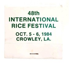 48th International Rice Festival LA Vintage Matchbook Agriculture Unstru... - $39.99