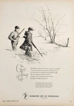 1960 Print Ad Bankers Life of Nebraska Dad &amp; Son Hunting Drawn by John W Chumley - £17.07 GBP