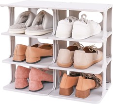 Grey Mini Shoe Stacker Shoe Slots, Free Combination Shoe Organizer For Closet, - £35.92 GBP