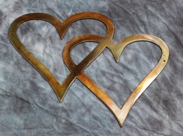 Double Hearts Metal Wall Accents 8 1/2&quot; x 6 1/2&quot; Copper/Bronze - £9.67 GBP