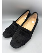 Reaction Kenneth Cole Shoes Womens 8 Black Suede Loafers Fringe Block Heel - $15.57