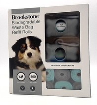 Brookstone Biodegradable Dog Poop Waste Bag Leak Proof Refill 2 Dispensers 400 - $27.72