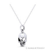 Skull Skeleton Head Halloween Charm 23mm Pendant in Oxidized 925 Sterlin... - $559.56 MXN+