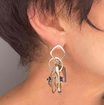 OOAK Vintage Silver Drop Earrings Fringed Charm Earrings OFFeR! - $6,221.17 MXN