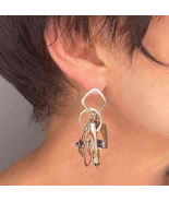 OOAK Vintage Silver Drop Earrings Fringed Charm Earrings OFFeR! - $6,221.17 MXN