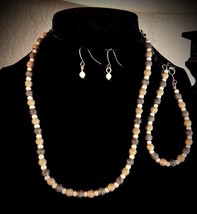 "New" Metal/Bead Choker Necklace, Bracelet and Earrings Set - $13.00