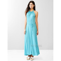 NWT GAP Women Blue Heather Rayon Jersey High Neck Panel Maxi Dress size ... - $69.99