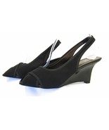 Donald Pliner Italy Tyna Black Microfiber Dressy Sling Back Peep Toe Heels 9M - $123.75