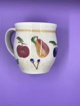 1 Longaberger Fruit Medley Pottery Thick Coffee Mug Pear USA Apple - $18.76