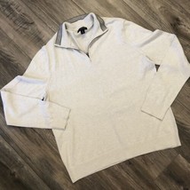 Banana Republic Premium Sweater Mens XL Gray Pullover 1/4 Zip Cashmere B... - $25.93