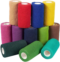 12 Rolls Colorful Self Adhesive Bandage Wrap 4 Inch Wide X 5 Yards - Cohesive Ve - £17.78 GBP