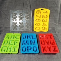Lot of Silicone Alphabet Numbers Letter +Bear Ice Cube Tray Chocolate Ca... - $12.95
