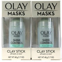2 Count Olay 1.7 Oz Masks Shine Control Tea Tree Extract No Mess Clay Stick - £15.92 GBP