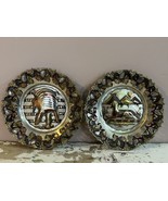 Egyptian Brass Wall Plates With Silver Inlays - Set Of 2 Handmade In Egypt - $39.30