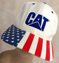 CAT Caterpillar Tractor Farming Patriotic Stars Stripe Snapback Baseball Cap Hat - £16.51 GBP