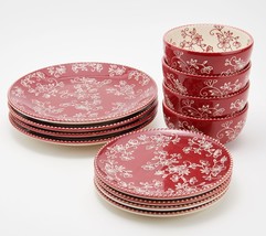 Temp-tations Floral Lace 12-Piece Essential Dinnerware Set in - $193.99