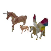 Breyer Unicorn Horse Figures Lot Of 3 Rose Gold Pink Lavender Rainbow Unicorn - $22.27