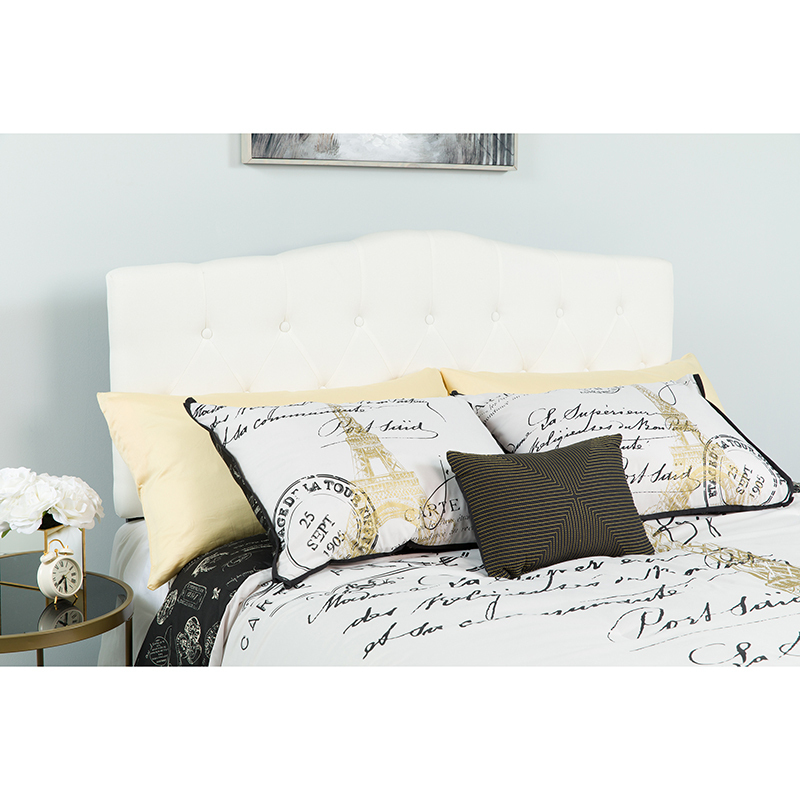 Twin Headboard-White Fabric HG-HB1708-T-W-GG
