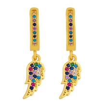 FA Small Angel Wings Earrings For Women Crystal Multicolor Stone Earrings Dangle - £8.20 GBP