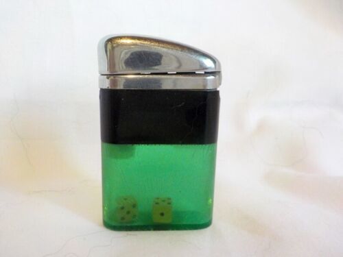 Vintage 1950's Ritepoint Lighter Green with Dice Similar to a Scripto VU Lighter - $29.00