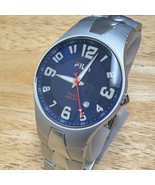 Fila Quartz Watch Men 50m Ultra Light Aluminum Blue Dial Date Analog New Battery - $45.59