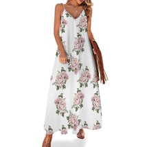 Mondxflaur Retro Rose Summer Dresses for Women V-neck Spaghetti Strap Dress - £26.43 GBP