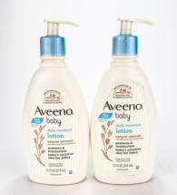 Aveeno Baby Daily Moisture Lotion Natural Oatmeal Hypoallergenic 12oz Lot of 2 - £16.68 GBP